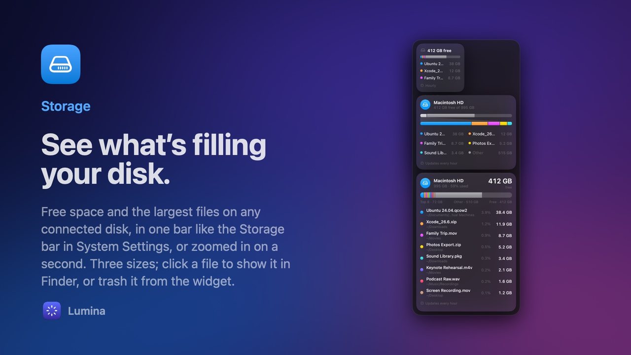 Storage: See what’s filling your disk.
